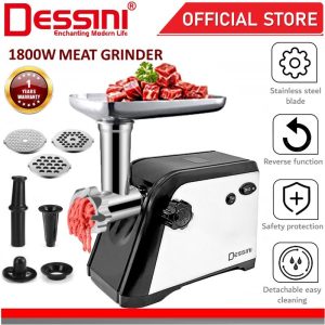 DESSINI ITALY 1800W Stainless Steel Electric Meat Grinders Sausage Maker Stuffer Blender Chopper Mixer Mincer Pengisar