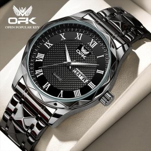 OPK Jam Tangan Lelaki Original Quartz Movement Waterproof Stainless Steel Luminous With Date Watch for Men Business Casual Men Watch 8166 Rotundity Bahan logam dalam stok Banyak warna Pejabat parti pemberian hadiah Garanti 1 tahun