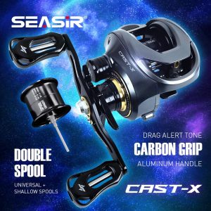 Kekili Baitcasting, SEASIR Cast-X, Kili Berganda, Cengkaman Karbon, Kekili Memancing Mico, Nisbah Gear Kelajuan Tinggi 7.3: 1, Sesuai untuk Memancing Air Tawar dan Masin, dengan Sistem Brek Magnetik, Gegelung Memancing