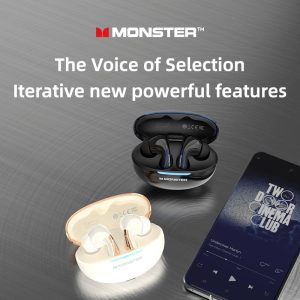 Alat Dengar Bluetooth Tanpa Wayar, MONSTER MQT36, Dalam Telinga, HIFI, Kualiti Bunyi Tinggi, Sesuai untuk Huawei dan Apple, Permainan, Kependaman Rendah, Pembatalan Bunyi Panggilan, Sesuai untuk Senaman, Berlari dan Ketahanan Panjang, Ketibaan Baru