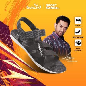 Walkaroo Sandal Sukan Lelaki Lightweight Sports & Outdoor/ Sandal Kasual/ Selipar Lelaki Viral/ Velcro Strap/ PU Sole/ Ringan/ Kalis Air/ Anti-licin (W1527 - Black Grey)