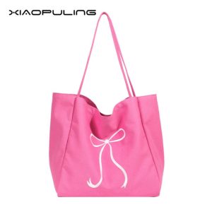 Beg Tote Kanvas, XIAOPULING, Untuk Wanita, Sulaman Ikatan bentuk rama-rama, Kapasiti Besar, Sesuai untuk Ulang-alik dan Kerja, Tahan Lama, Pegang Tangan Bahu Kulit Bags Totebag Bunga Anyaman