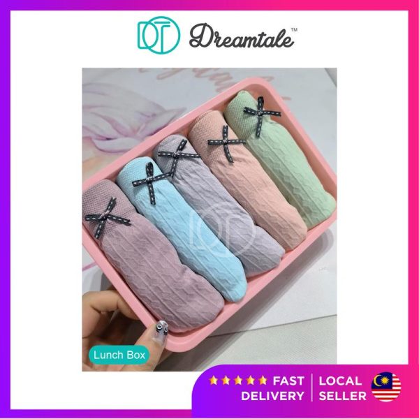 [Plus Size] Dreamtale Women Panties Underwear Lunch Box 5 Pcs Panties Set Cotton Spandex Ladies Panties Seluar Dalam Wanita WCO176 Soft