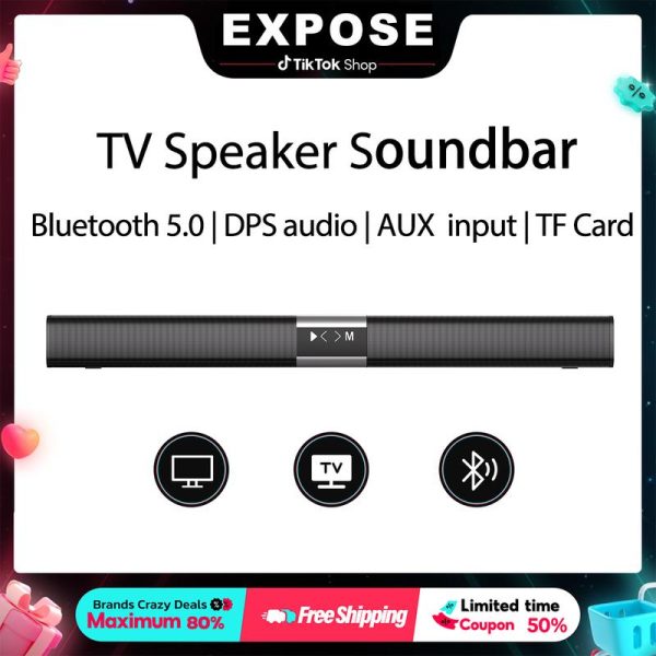 EXPOSE TV Speaker Soundbar to TV Optical Bluetooth AUX connector supports USB and SD Card Audio Wireless