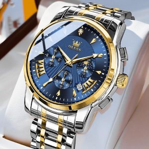 【Free Bracelets】OLEVS Jam Tangan Lelaki Original Anti Air Aesthetic Viral 2025 Branded Stainless Steel Business Fashion Luminous With Date Watches for Men 2892 Rotundity Fashion perniagaan logam Banyak warna Ada stok tersedia Gesper Golden Men's Watches