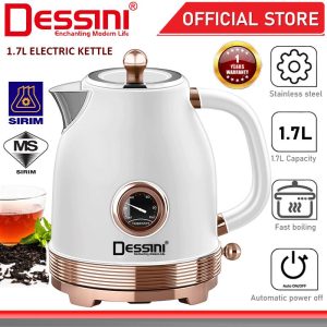DESSINI ITALY 1.7L Stainless Steel Electric Kettle Automatic Cut Off Thermometer Boiler Jug Teapot / Cerek