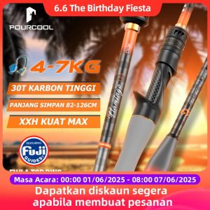 Pancing Flamingo, POURCOOL, Cincin Atas Fuji A + Cincin Panduan Zirkonia, Joran Tuang Gabungan 2 Keping, Sesuai untuk Tahap Kemasukan, Tahap Lanjutan dan Tahap Profesional