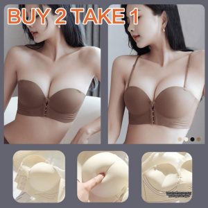 Bra Pepejal berbentuk, Tekan Tubi,Lembut,Cawan Besar, Celah Depan, Tanpa Wayar, Panel Belakang Besar, Lancar, Dusty Pink,Beli 2 Dapatkan 1 Promosi