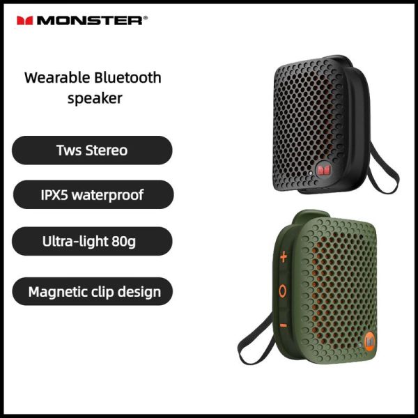 [COD]Pembesar Suara Bluetooth, Raksasa M3Bluetooth, Boleh Dipakai, Reka Bentuk Klip Stereo TVS, IPX5 Kalis Air, Sangat Ringan (80g), Biarkan Muzik Berkeliling