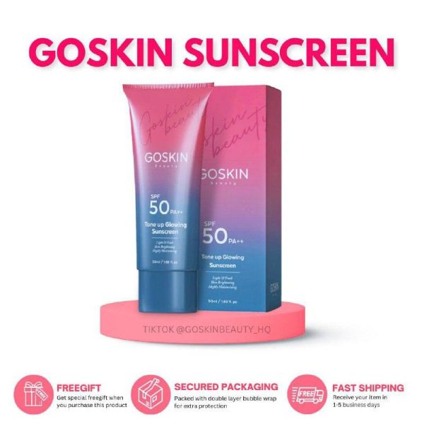 50ml Tone up Glowing Sunscreen Goskin Skincare Facial Wajah Face Natural Uv Vitamin Protection