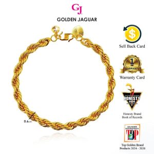 Emas Jaguar (8.40 g) GJ Gelang Tangan Bracelet Pintal 0.6 24K Gold Plated Jewellery (2860601)