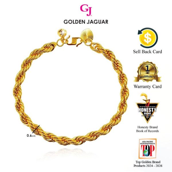 Emas Jaguar (8.40 g) GJ Gelang Tangan Bracelet Pintal 0.6 24K Gold Plated Jewellery (2860601)