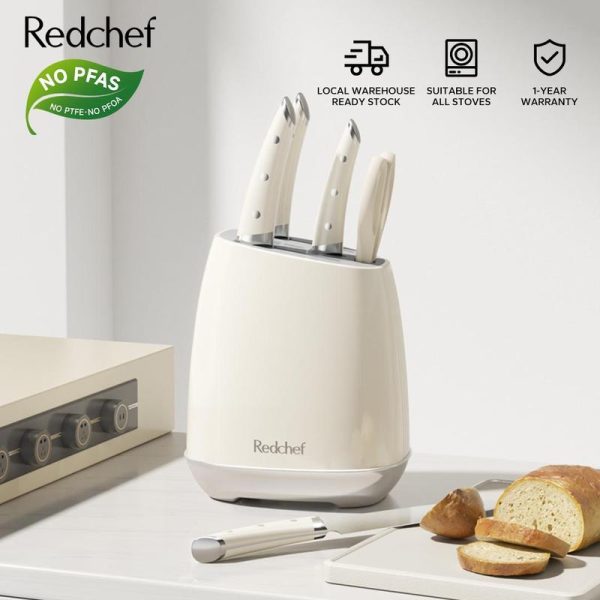 【New arrival】Redchef Stainless Steel Cream White Knife 6Pcs Set Kitchen Knife Chef Knife Set Multipurpose Knife