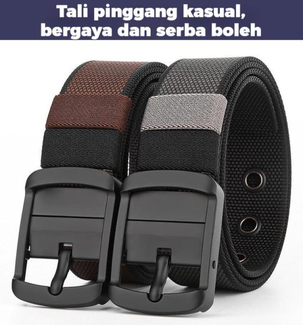 Tali Pinggang Lelaki, Bahan Kanvas, Gancu Pin, Tali Pinggang Perniagaan, Tali Pinggang Riadah, Tali Pinggang Serba guna, Tali Pinggang Gaya Korea, Tali Pinggang Trendi, Sesuai untuk Pelajar dan Latihan Ketenteraan, Tali Pinggang Gancu Aloi.