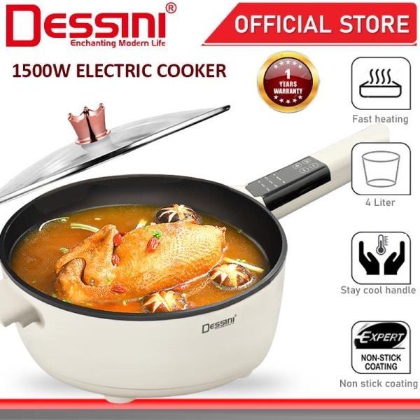 DESSINI ITALY Electric Cooker Steamboat Hot Pot Non Stick Frying Wok Pan Rice Cooker Periuk Masak Elektrik