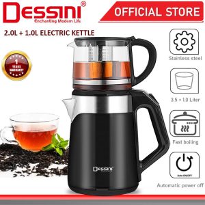 DESSINI ITALY 2.0L + 1.0L Stainless Steel Electric Kettle Automatic Cut Off Boiler Jug Teapot / Cerek