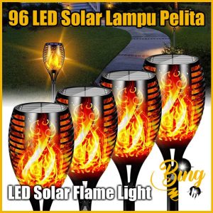 【Bing Bling】【96 | 33 | 12LED - 2pcs】2025 Lampu Solar Pelita Hari Raya LED Viral Outdoor Waterproof Lighting Flickering Flame Light Kelip Kelip2 Klip Klip2 Lip Lap Murah Taman Hiasan Decoration Garden Hari Raya Aidilfitri Deco