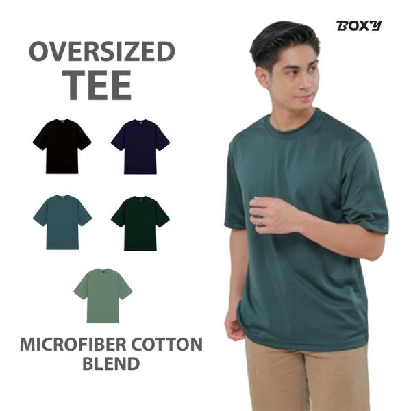 Boxy Oversized T-Shirt for Men & Women – 200gsm Comfortable Microfiber Cotton Blend, Wrinkle-Free, Easy Care, Durable & Stylish- Black/Navy/Dusty Blue/Forest Green/Sage