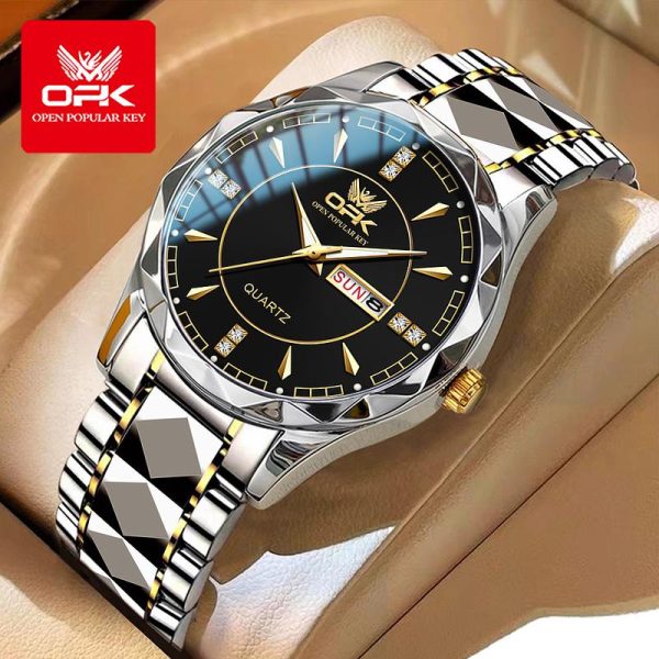 OPK Jam Tangan Lelaki Original Waterproof Quartz Movement Stainless Steel Luminous Business Leisure Genuine Men Watch 8151 Watches with Luxury box Rotundity Bahan logam dalam stok Banyak warna Pejabat parti pemberian hadiah Garanti 1 tahun