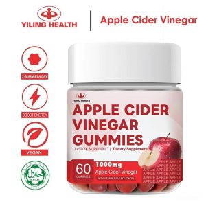 Gummies Cuka Epal, Yiling, Vegan, dengan Asid Folik, Vitamin B6 dan Vitamin B12, Suplemen 60 Kiraan Supplements Health