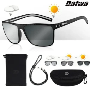 Cermin Mata Hitam Memancing Photochromic Terpolarisasi, Dalwa, Untuk Lelaki, Sesuai Fleksibel untuk Semua Saiz Kepala, Warna Memandu, Sesuai untuk Mendaki dan Memancing, Cermin Mata Matahari Klasik, Perlindungan UV400, Sukan Luaran Eyewear Sunglasses