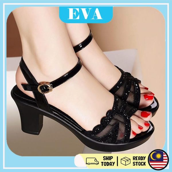 READY STOCK EVA Lady High Heels Sandals Kasut Tinggi Perempuan Dinner Shoes