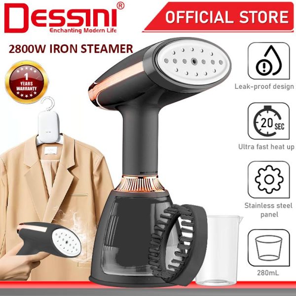 DESSINI ITALY 2800W Electric Ceramic Soleplate Garment Steam Iron Sprayer Steamer Clothes Brush / Seterika Baju