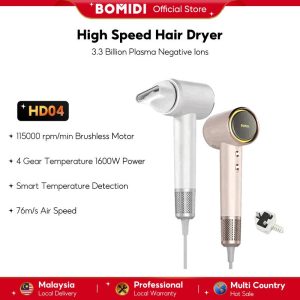 [NEW] BOMIDI 3.3 Billion Plasma Negative Ion High Speed Hair Dryer HD04 76m/s Air Speed 110000 rpm/min Brushless Motor UK Malaysia Plug