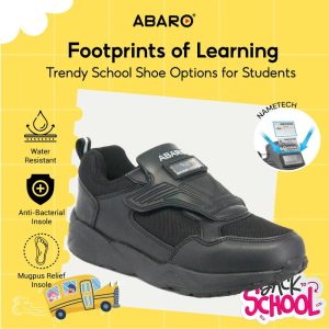 ABARO 2867N NameTech Ultralight Unisex School Shoes Breathable Mesh/Mugplus Relief/Kasut Sekolah Hitam/Kasut Tulis Nama