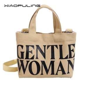 Beg Selempang Kanvas, XIAOPULING, Untuk Wanita, Cetakan Huruf Klasik, Beg Bahu Mini, Rekaan Kasual dan Trendi Bags Handbags