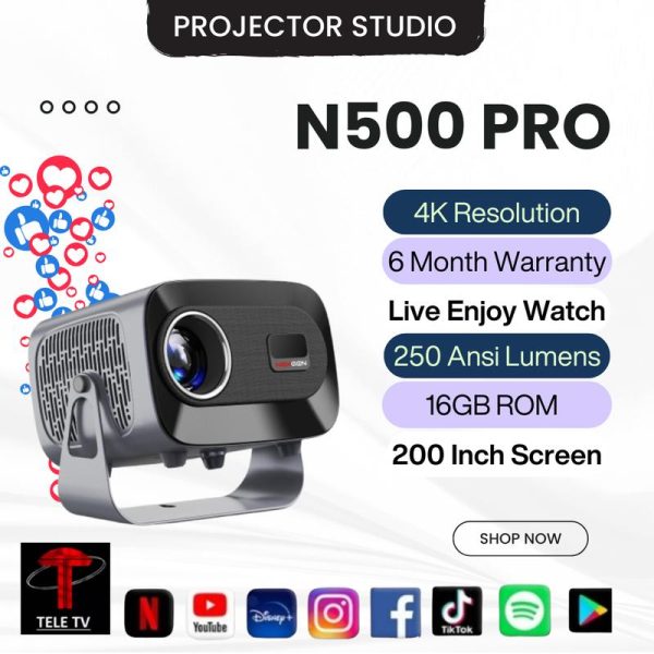 NEXGEN N500 PRO FHD Projector Android 13 with Dual WIFi Band Auto Focus and Keystone Wireless Mirror Phone