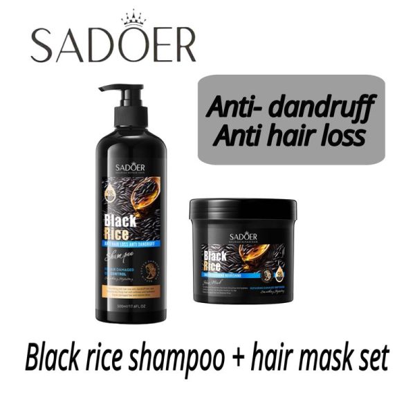 YGwithLOVE beautyShop SADOER Black Rice haircare Set Set (Shampoo + Hair Mask) Anti-Dandruff (500ml + 500ml) Conditioner