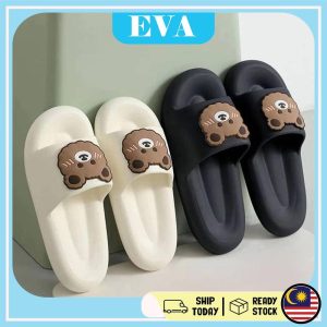 READY STOCK EVA Cute Bear Shoes Home Slipper Flat Shoes Soft Unisex Women Men Kasut Rumah Anti-slip Sandal