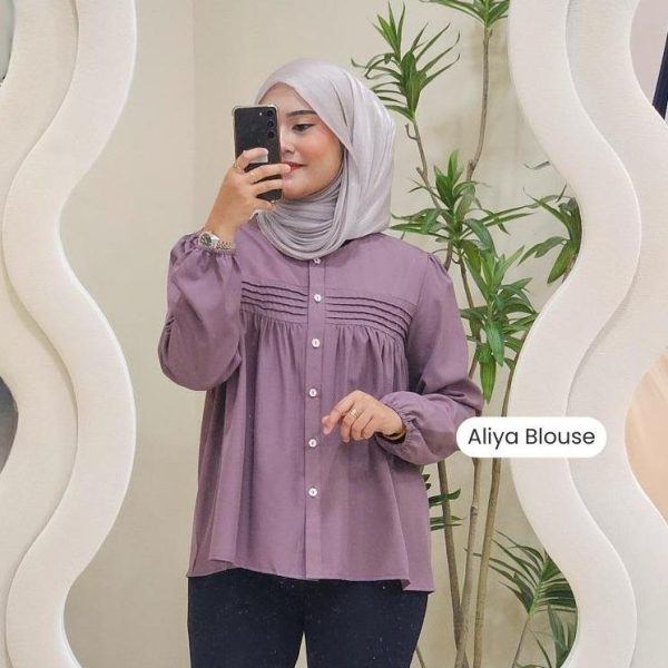 ZUCCA ALIYA COTTON DOLLY BUTTON UP PLEATED WANITA BLOUSE - DM219 KOREAN STYLE Pleated Wanita
