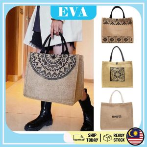 READY STOCK EVA Canvas Design Tote Bag Handbag Shoulder Beg Sling Bags Button Totebag Wanita