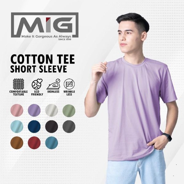 Live Exclusive - MIG Unisex Classic Round Neck Short Sleeve Plain Color Tee Cotton T Shirt
