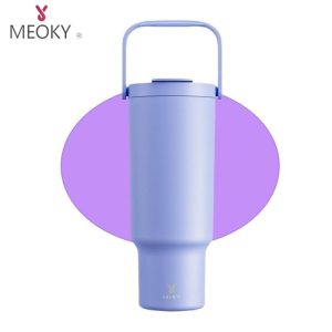 Tumbler, Meoky, 40 oz (1100ml), dengan Pemegang dan Straw, Botol Air Bertebat, Keluli Tahan Karat, Mug Perjalanan, Diskaun Jumaat Gila, Penghantaran Tempatan