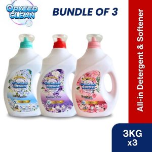 [Orkeed Clean] 3kg (Bundle of 3) Top Liquid Detergent Softener Sabun Basuh Baju Bersih +Wangi +Pelembut +Tanpa Bau Hapak + Antibakteria+ High Quality Sabun Dobi