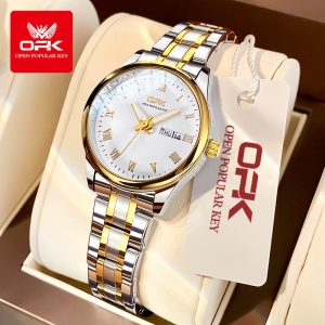 OPK Jam Tangan Wanita Pergerakan Asal Kalis Air Kecil dan Nipis Keluli Tahan Karat Fesyen Korea Dengan Kotak Kalendar Sesuai untuk Gadis New Watches L81-21 Rotundity Bahan logam barang dalam stok Warna berbilang Parti pemberian hadiah Garanti 1 tahun