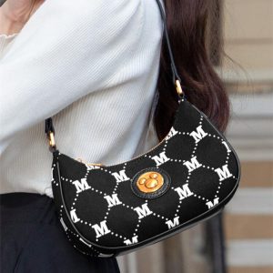 （COD）Disney New Authentic Mickey Women's Retro Old Flower Single Shoulder Crossbody Handheld Crossbody Underarm Bag Wanita