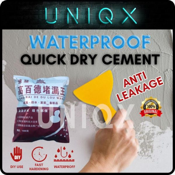 Uniqx WaterProof Cement 3 Minutes Quick Dry Cement/ Simen Waterproof Kalis Air Cepat Kering 1Kg Hardware