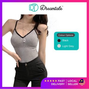 [Crop Top] Dreamtale Women Fashion Cross Strap Padded Camisole Top Casual Singlet Ladies Singlet Tight Crop Top WCO231 tightcroptop
