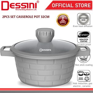 DESSINI ITALY SBB-32 32CM Casserole Die Cast Aluminium Induction Non Stick Pot Bowl Deep Fry Pan Cookware Tool PERIUK
