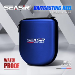 Beg Kekili Memancing Baitcasting, SEASIR, Bahan EVA, Beg Kekili Titisan Air, Sesuai untuk Kekili Dram Tuang Umpan, Penutup Sarung Pelindung, Beg Alat Roda Memancing, Tersedia untuk Kiri dan Kanan