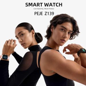 Jam Tangan Pintar, PEJE Z139, Kalis Air IP68, Skrin HD 1.83-inci, Panggilan Bluetooth, 100 + Mod Senaman, Permainan Terbina dalam, Suara AI, Menyokong Straval
