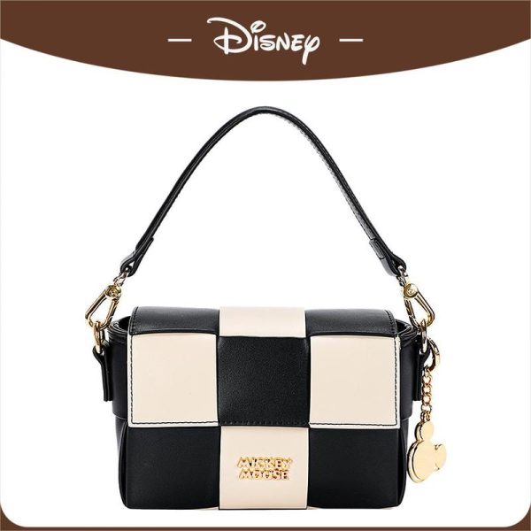 Beg Silang Fesyen Disney Mickey Berpetak, Beg Persegi Kecil Pegang Tangan Niche, [COD] Wanita Selempang Bags
