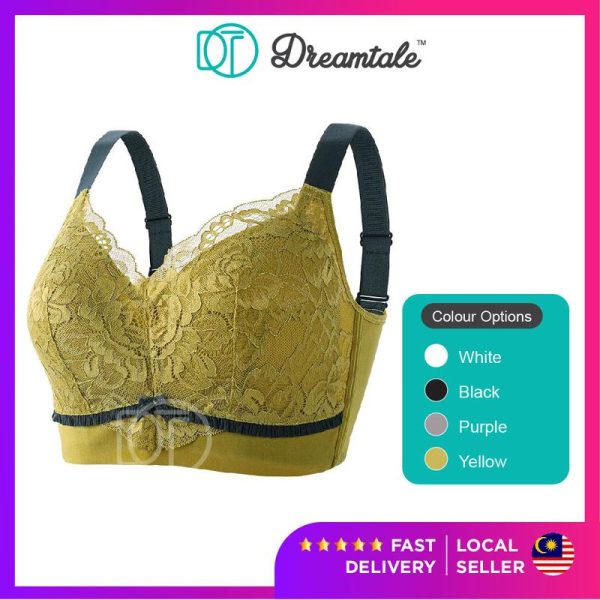 [BCD Cup] Dreamtale Women Bra Ruffles Lace Corset Bra Plus Size 4 Hook Push Up Wireless Bra Coli Wanita Baju Dalam Wanita WCO321