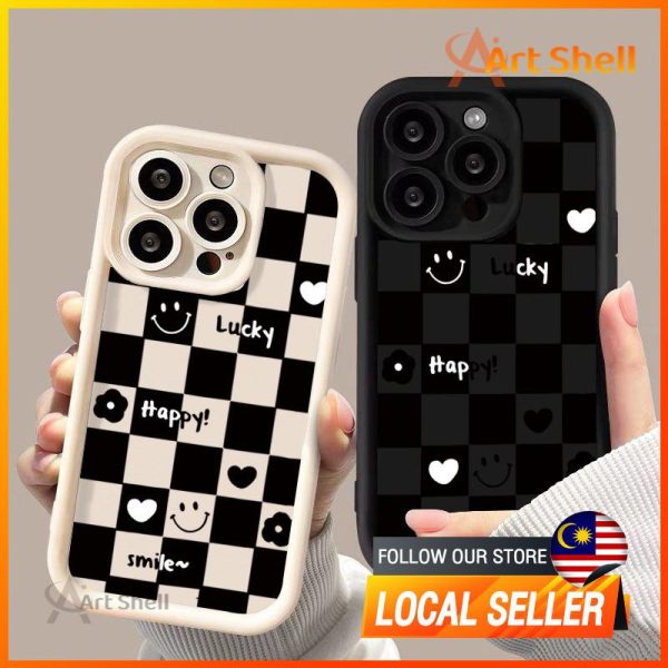 Phone Case Checkerboard love For iphone 11 12 13 14 15 Pro Max Casing silicone xr xs Max 7 8 Plus 11Pro 13Plus Protection Mobile