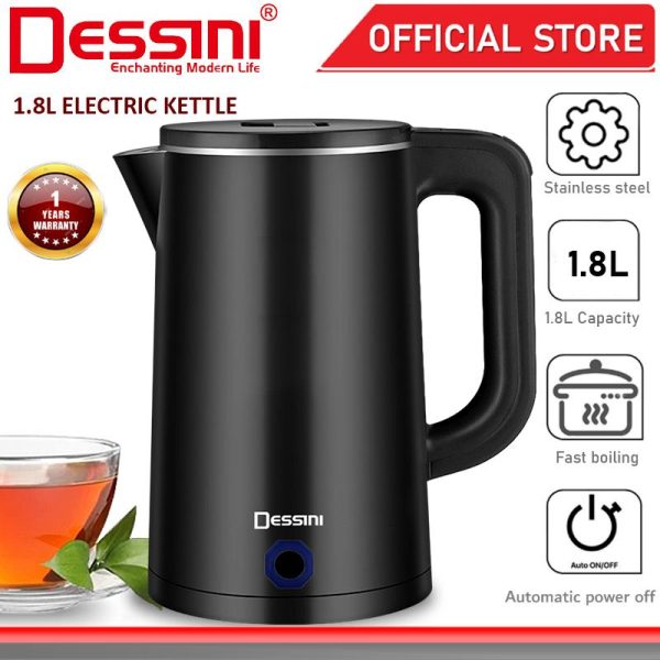DESSINI ITALY 1.8L Stainless Steel Electric Kettle Automatic Cut Off Boiler Jug Teapot / Cerek