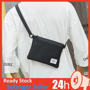 Bag Lelaki Sling Bags Sandang Waterproof Slim Beg Ootd Lelaki Style Beg Galas Portable Shoulder Bags Sports Couple Black Canvas